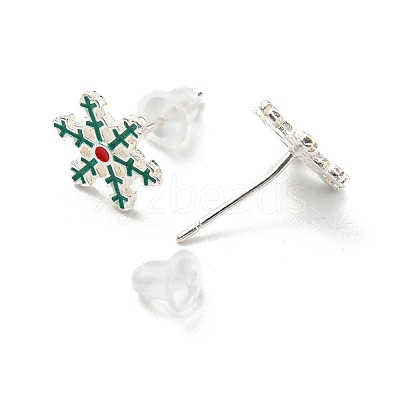 Christmas Theme Brass Stud Earrings EJEW-D062-01G-S-1