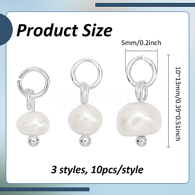 30Pcs 3 Styles Natural Pearl Potato Charms PALLOY-PH01750-1