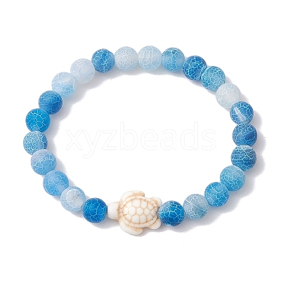 Dyed Natural Weathered Agate Round Beads Stretch Bracelets BJEW-JB11078-04-1
