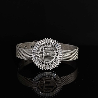 Brass Micro Pave Clear Cubic Zirconia Bangles for Women FS-WGA7409-18-1