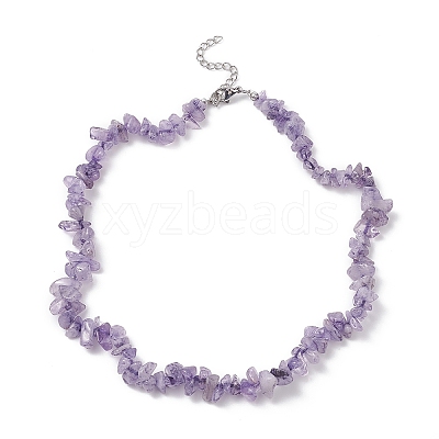 Natural Amethyst Chips Beaded Necklaces NJEW-JN04275-02-1