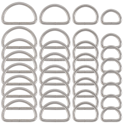 40Pcs 4 Styles Iron D Rings IFIN-SP0001-22P-1
