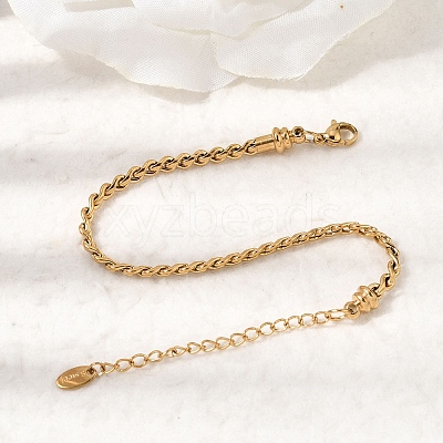 304 Stainless Steel Twisted Curb Chains Bracelets for Women BJEW-A158-02G-G-1