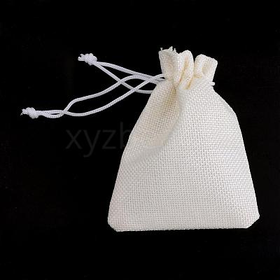 Polyester Imitation Burlap Packing Pouches Drawstring Bags ABAG-R005-9x7-21-1