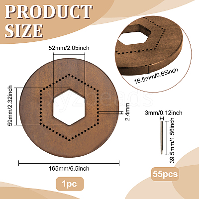 Hexagon Wood Crochet Blocking Board with Pins DIY-WH0499-15-1