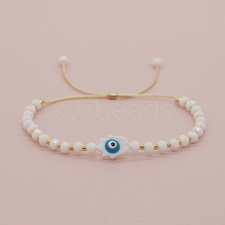 Bohemian Glass Evil Eye Bracelet Handmade Adjustable Beaded Wristband GH7437-2-1