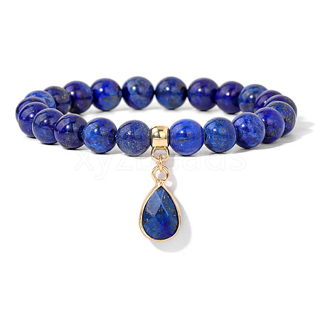 Natural Lapis Lazuli Beaded Stretch Bracelets PW-WGB60EB-10-1