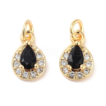 Brass Micro Pave Cubic Zirconia Charms KK-B102-01G-02-1