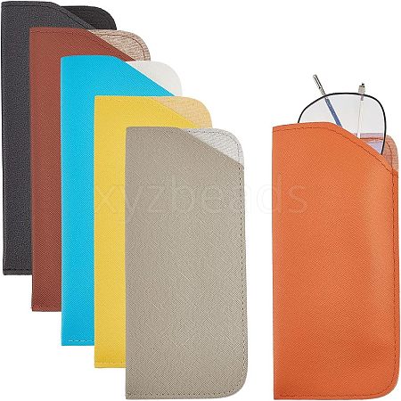  12Pcs 6 Colors PU Imitation Leather Slip-in Glasses Case AJEW-NB0003-69-1