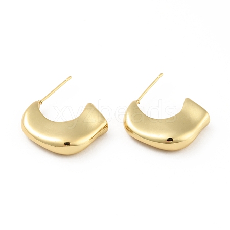 Brass Chunky Stud Earrings EJEW-B013-20-1