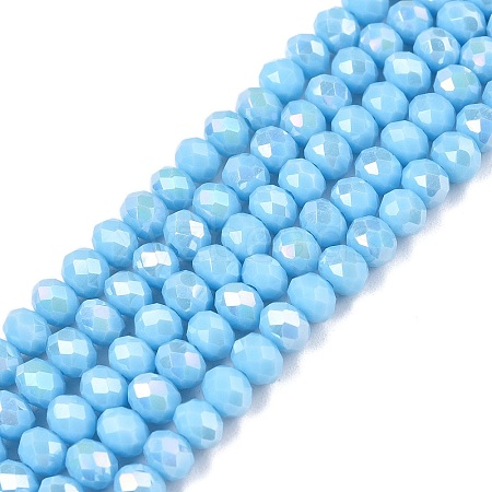 Electroplate Glass Beads Strands EGLA-A044-P4mm-B08-1