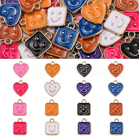 64Pcs 16 Style Alloy Enamel Charms ENAM-SZ0002-56-1