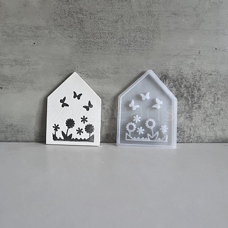 Easter Theme House with Butterfly & Flower Pattern DIY Silicone Table Lamp Molds SIMO-G008-01C-1