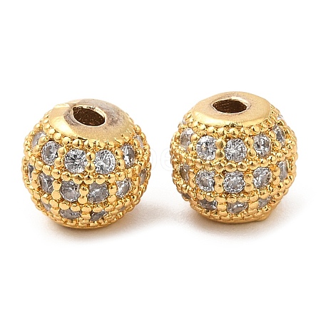 Brass Micro Pave Clear Cubic Zirconia Beads KK-I705-20G-1