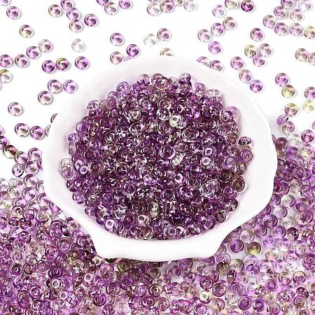 Spray Painted Transparent Glass Seed Beads SEED-T007-05G-1