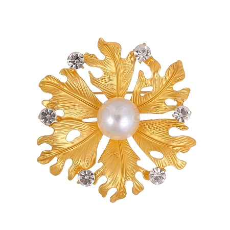 Leaf Zinc Alloy Rhinestone Brooches PW-WG858A0-01-1