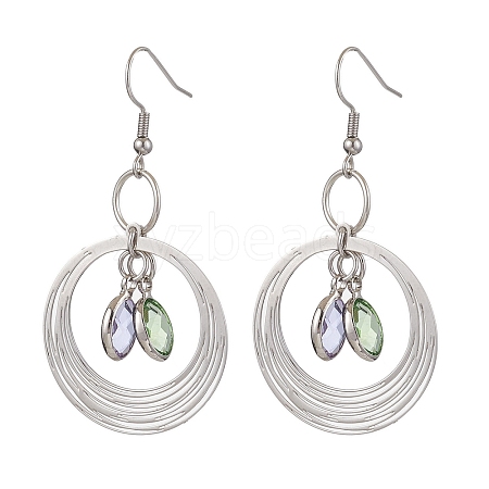 Glass Oval Dangle Earrings EJEW-JE05724-01-1