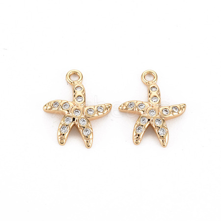 Brass Micro Pave Clear Cubic Zirconia Charms KK-S356-473-NF-1