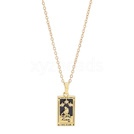 Brass with Cubic Zirconia Pendants Necklaces NJEW-LP0001-45D-G-1