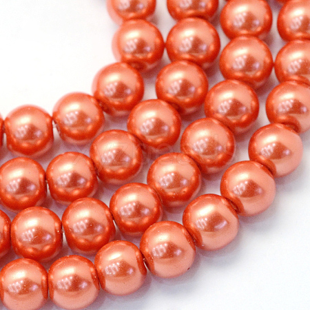 Baking Painted Pearlized Glass Pearl Round Bead Strands HY-Q330-8mm-38-1