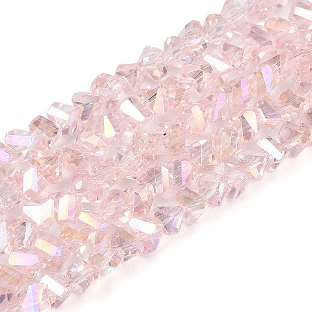 Electroplate Transparent Glass Beads Strands GLAA-N021-4mm-10-1