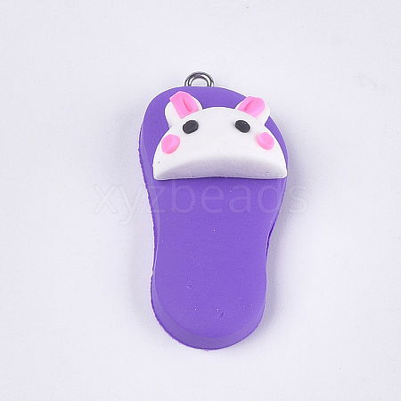 Handmade Polymer Clay Bunny Pendants CLAY-S093-04I-1