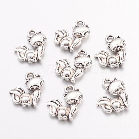 Tibetan Style Alloy Fox Charms PALLOY-ZN60070-AS-RS-1