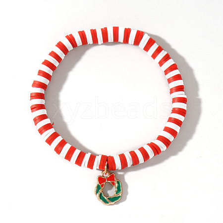 Elegant Christmas Handmade Polymer Clay Heishi Beaded Stretch Bracelets MV9996-2-1