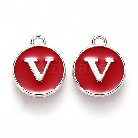 Platinum Plated Alloy Enamel Charms ENAM-S118-03V-P-1