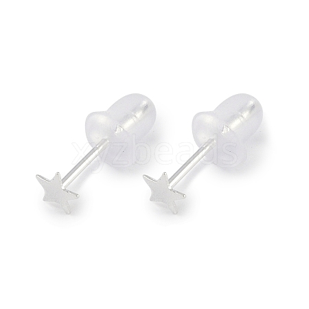 999 Sterling Silver Stud Earrings for Women EJEW-S215-30S-06-1