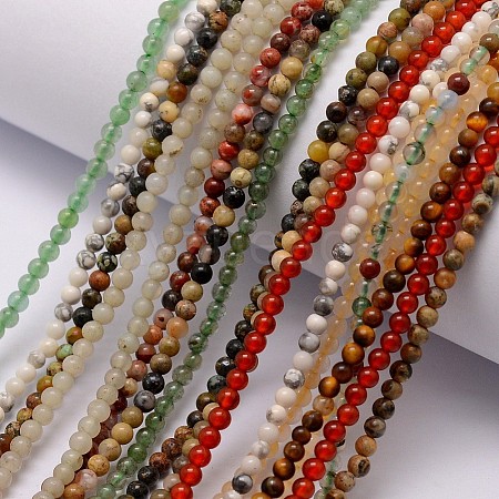 Natural Assorted Gemstone Bead Strands G-K146-M-2mm-1