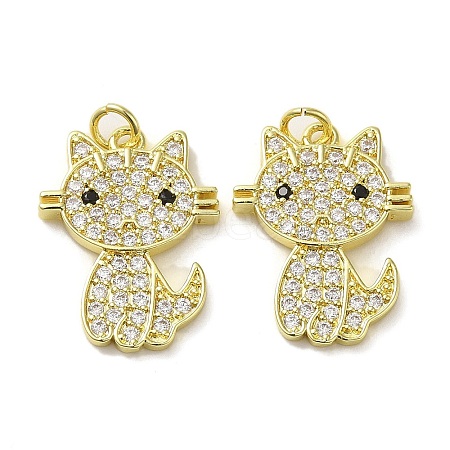 Rack Plating Brass Micro Pave Cubic Zirconia Pendants KK-O017-04G-1