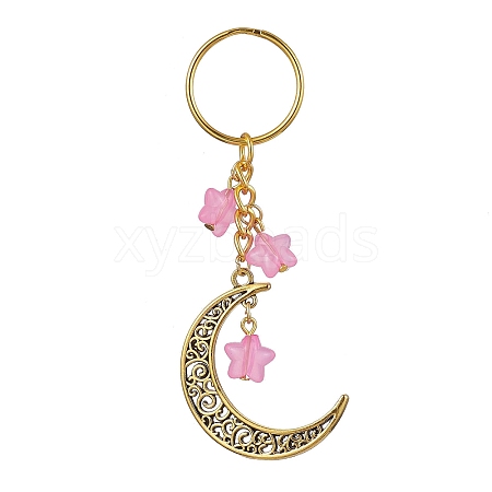 Tibetan Style Alloy Hollow Moon Pendant Keychain KEYC-JKC00690-02-1