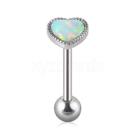 304 Stainless Steel with Synthetic Opal Tongue Rings WGE7D3A-04-1