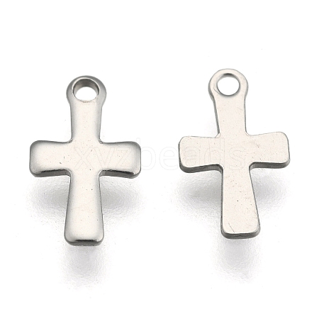 Non-Tarnish 304 Stainless Steel Tiny Cross Charms X-STAS-E104-34P-1