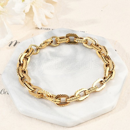 304 Stainless Steel Double Cable Link Chain Bracelets for Women Men BJEW-F488-36G-1