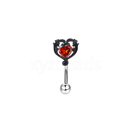 Heart 304 Stainless Steel Cubic Zirconia Eyebrow Barbell Rings WGF5FAC-06-1