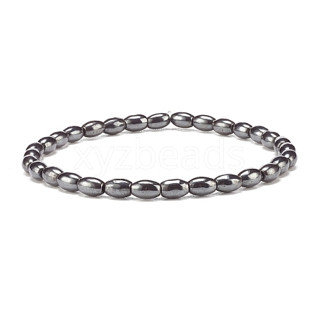 Synthetic Hematite Oval Beaded Stretch Bracelet X-BJEW-JB07897-03-1