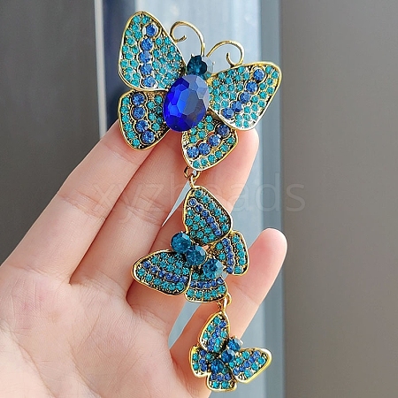 Butterfly Alloy with Rhinestone Brooch for Backpack Clothes PW-WG311BA-01-1