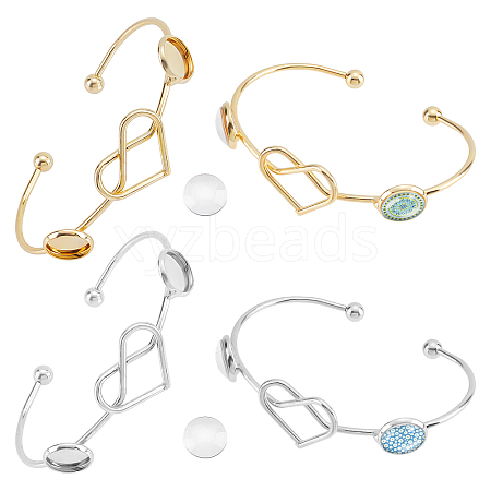   4Pcs 2 Colors Iron Bangle Makings FIND-PH0004-57-1