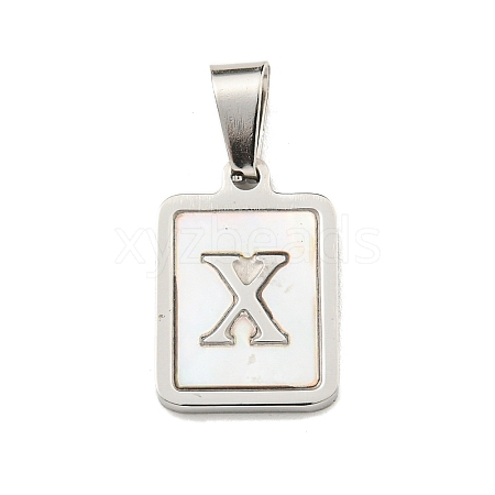 Vacuum Plating 304 Stainless Steel Pave Natural White Shell Pendants STAS-S130-03P-X-1