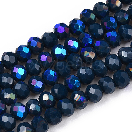 Electroplate Opaque Solid Color Glass Beads Strands EGLA-A044-P4mm-L16-1