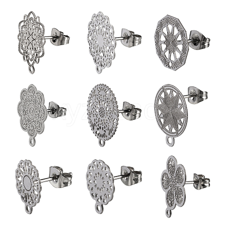 304 Stainless Steel Stud Earring Findings STAS-PH0019-27P-1