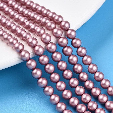 Baking Painted Pearlized Glass Pearl Bead Strands HY-N002-5mm-C01-1