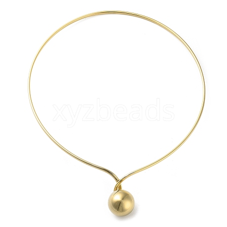 304 Stainless Steel Round Ball Pendant Choker Necklaces NJEW-D058-01G-1