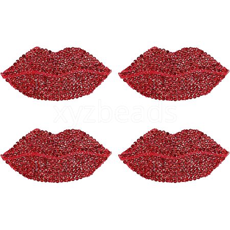 Lip Shape Glass Rhinestone Car Stickers DIY-FH0001-011-1