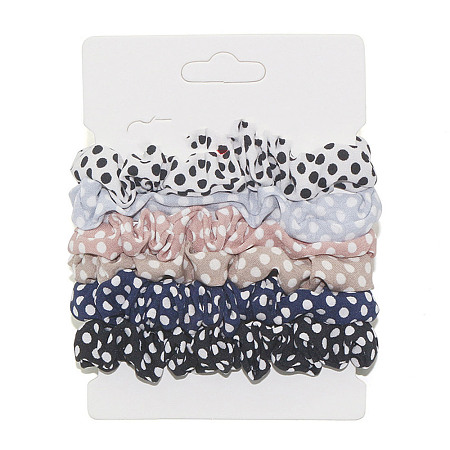 Polka Dot Pattern Cloth Elastic Hair Accessories OHAR-PW0007-46E-1