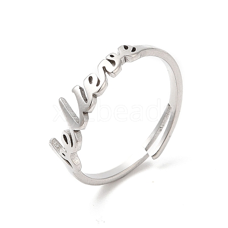 Non-Tarnish 304 Stainless Steel Word Adjustable Ring LS-RJEW-L107-026P-1