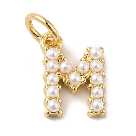 Rack Plating Brass with ABS Plastic Imitation Pearl Charms KK-B092-30M-G-1