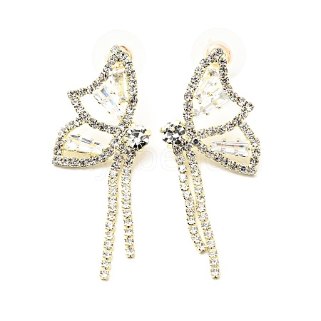 Crystal Rhinestone & Clear Cubic Zirconia Stud Earrings EJEW-C037-01B-LG-1